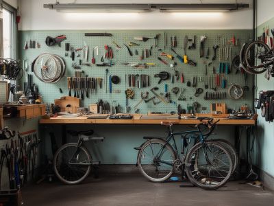 Bicycle repair shop interior